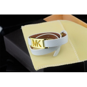 $20.00,Michael Kors Double Wrap Leather Bracelets With  Golden Tone MK Logo Buckle White in 155524