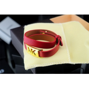 $20.00,Michael Kors Double Wrap Leather Bracelets With  Golden Tone MK Logo Buckle Red in 155525