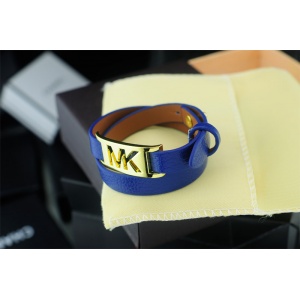$20.00,Michael Kors Double Wrap Leather Bracelets With  Golden Tone MK Logo Buckle Royal Blue in 155526