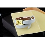 Michael Kors Double Wrap Leather Bracelets With  Golden Tone MK Logo Buckle White in 155524