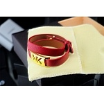Michael Kors Double Wrap Leather Bracelets With  Golden Tone MK Logo Buckle Red in 155525