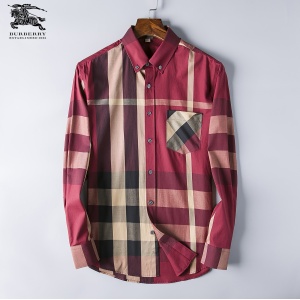 $28.00,2018 New Cheap Burberry Long Sleeved Shirts For Men in 195179