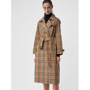 $120.00,2020 2020 Burberry Classic Vintage Check Double Breasted Coat For Women # 228718