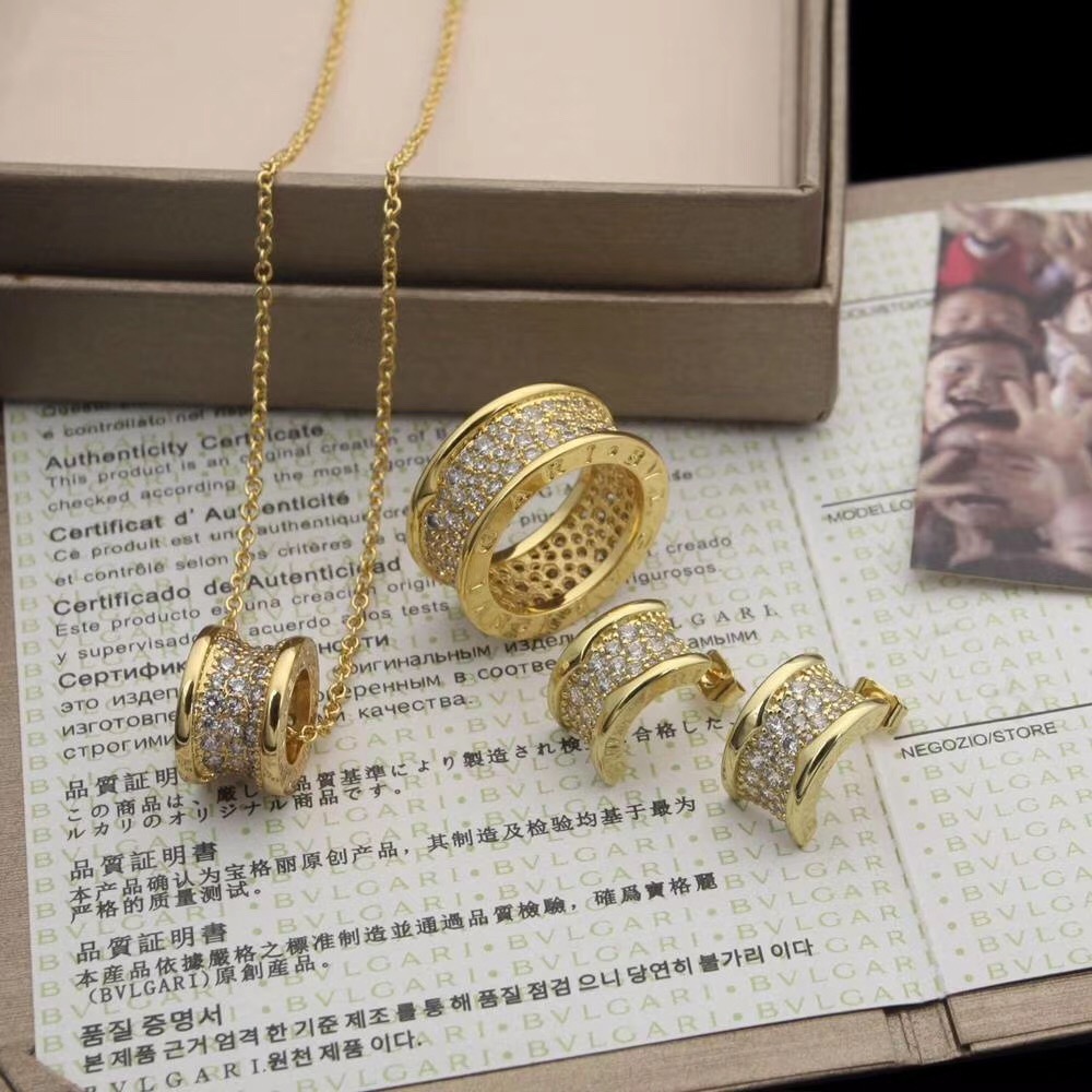 2020 Bvlgari Necklace Ring Earring Set For Women # 231094, cheap Bvlgari Necklace, only $64!