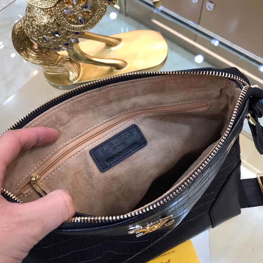 Cheap Louis Vuitton Croc Embossed Leather Messenger Bag For Men ...