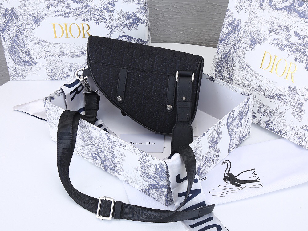 Cheap Dior Oblique Saddle Bag Black Grained Calfskin 232750,95 [FB232750] Designer Dior