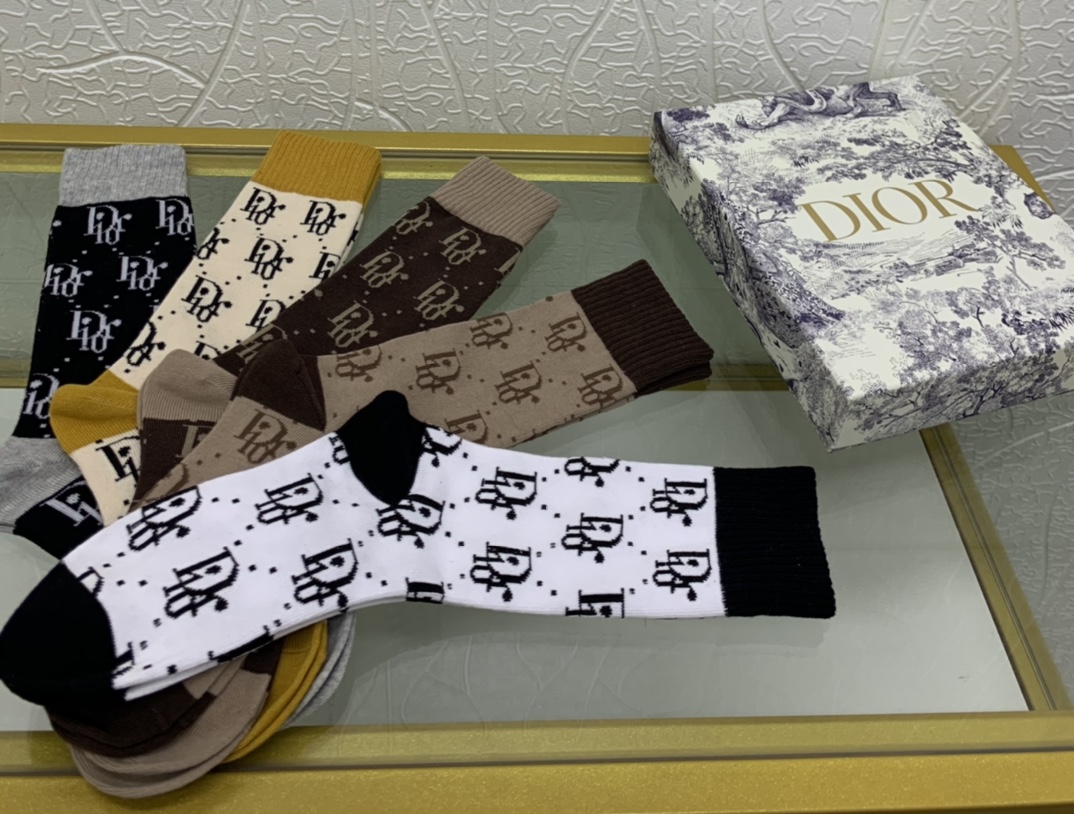Cheap Dior Oblique Logo Socks Set 5 Pairs # 233500,$35 [FB233500 ...