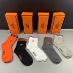 Hermes Logo Cotton Socks Set 5 Pairs # 233506, cheap Socks
