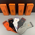 Hermes Logo Cotton Socks Set 5 Pairs # 233506, cheap Socks