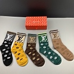 Louis Vuitton Logo Cotton Socks Set 5 Pairs # 233509, cheap Socks