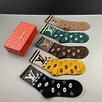 Louis Vuitton Logo Cotton Socks Set 5 Pairs # 233509, cheap Socks