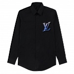 Louis Vuitton Logo Embellished Long Sleeve Shirts For Men # 243284, cheap Louis Vuitton Shirts