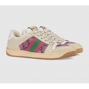 $85.00,2021 Gucci Screener Leather Sneakers Unisex # 244948