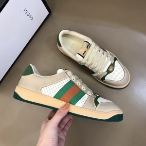 $85.00,2021 Gucci Screener Leather Sneakers Unisex # 244952