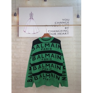 $48.00,Balmain Logo Intarsia Knit Crewneck Jumper sweater Unisex # 257346