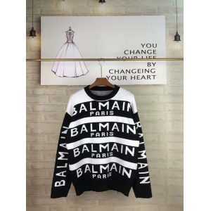 $48.00,Balmain Logo Intarsia Knit Crewneck Jumper sweater Unisex # 257347