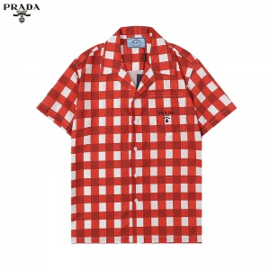 $32.00,Prada Check Print Short Sleeve Shirts With chest patch pocket # 257471