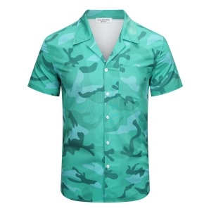 $32.00,Valentino Camouflage Printed Straight Hem Short Sleeve Shirt For Men # 257496