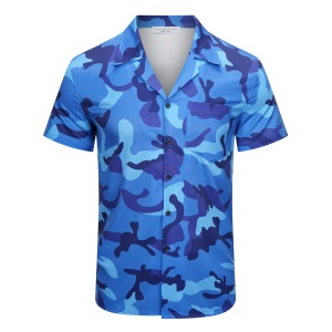 $32.00,Valentino Camouflage Printed Straight Hem Short Sleeve Shirt For Men # 257497