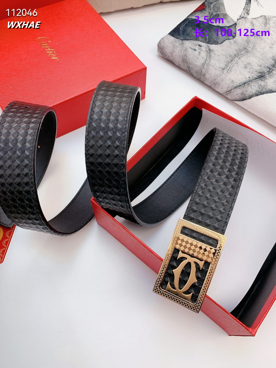 3.5 cm Width Cartier Belt  # 256516, cheap Cartier Belts, only $55!