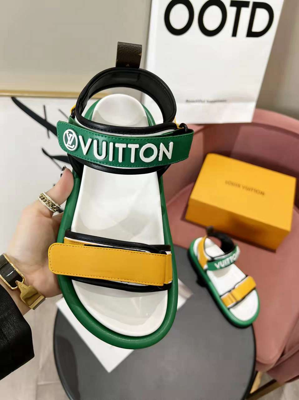 Louis Vuitton Velcro Strap Sandals  in 259147, cheap Louis Vuitton Sandal, only $82!