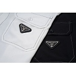 Prada Short Sleeve Shirts For Men With Flap Pockets And Metal Triangle Logo  # 257473, cheap Prada Shirts