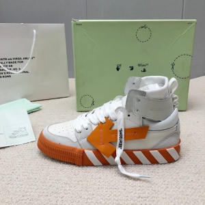 $92.00,Off White High Vulcanized Sneakers # 265430