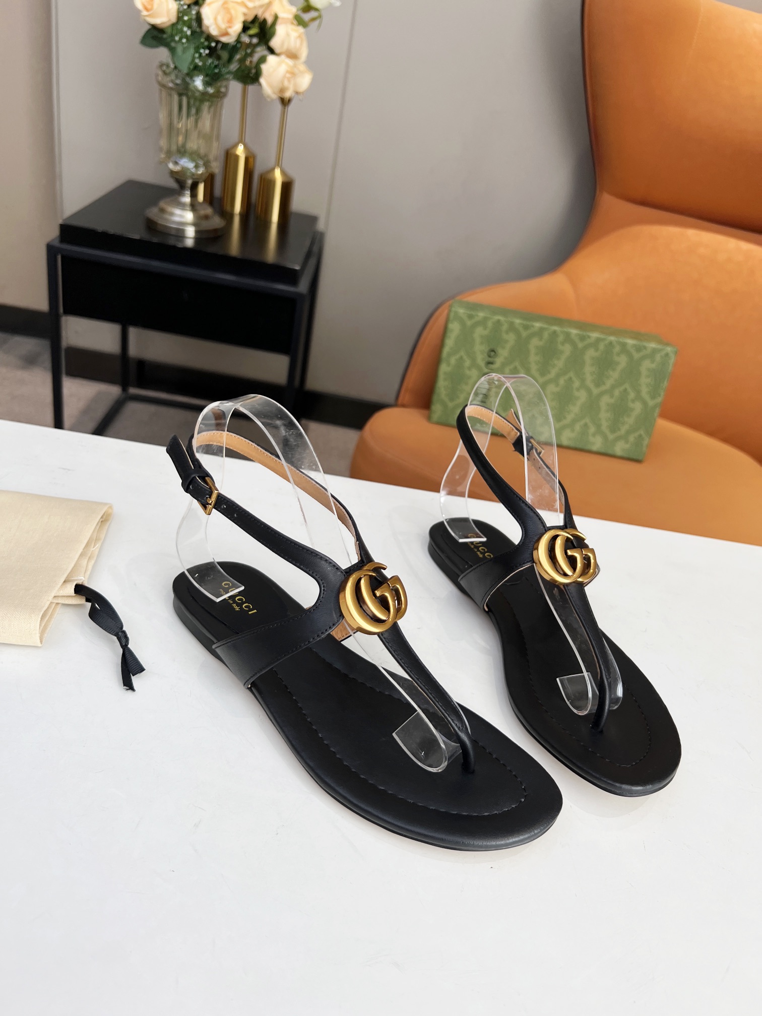 Gucci Double G Double G leather thong sandals For Women # 268964, cheap Gucci Slippers, only $65!