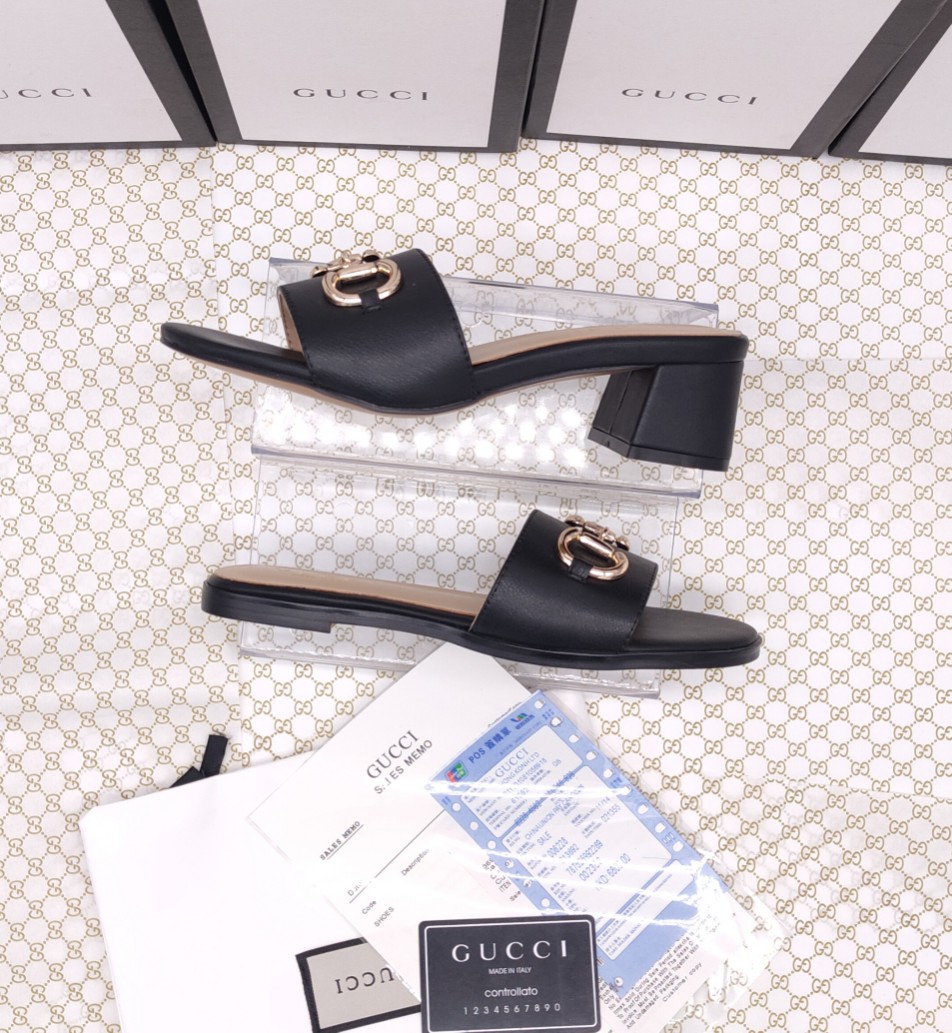 Gucci Leather Horsebit Slides For Women # 268989, cheap Gucci Slippers, only $58!