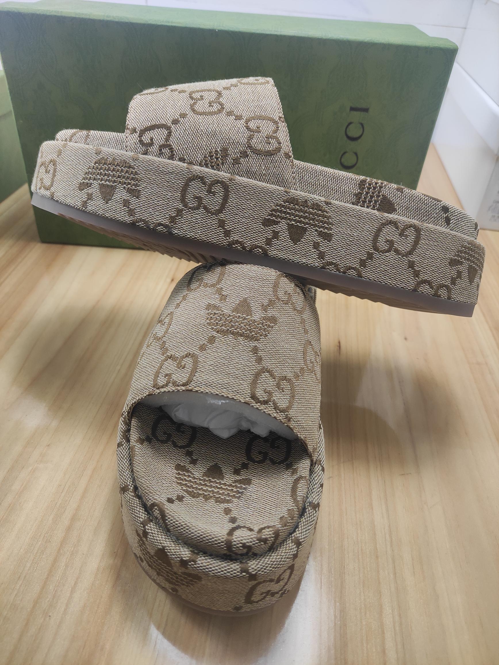 Cheap Gucci Logo Jaquared Canvas Slides Unisex 269073,55 [FB269073