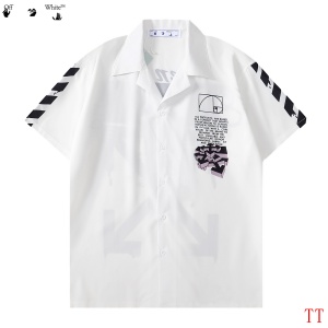 $27.00,Off White Short Sleeve Button up Shirt Unisex # 270721