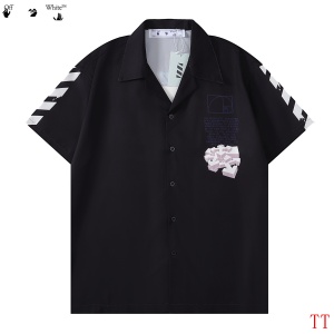 $27.00,Off White Short Sleeve Button up Shirt Unisex # 270722