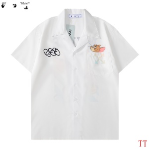 $27.00,Off White Short Sleeve Button up Shirt Unisex # 270723