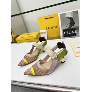 $79.00,Fendi Colibri Runway Mesh FF Slingback Sandals For Women # 271335