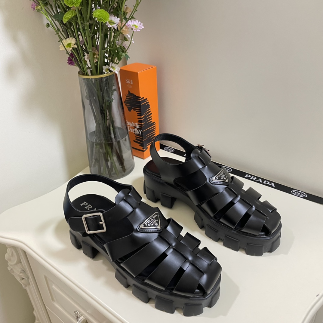 Prada Monolith caged rubber sandals For Women # 271443, cheap Prada Slippers, only $65!
