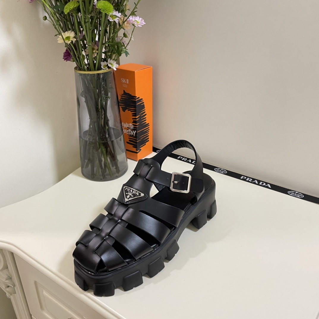 Prada Monolith caged rubber sandals For Women # 271443, cheap Prada Slippers, only $65!