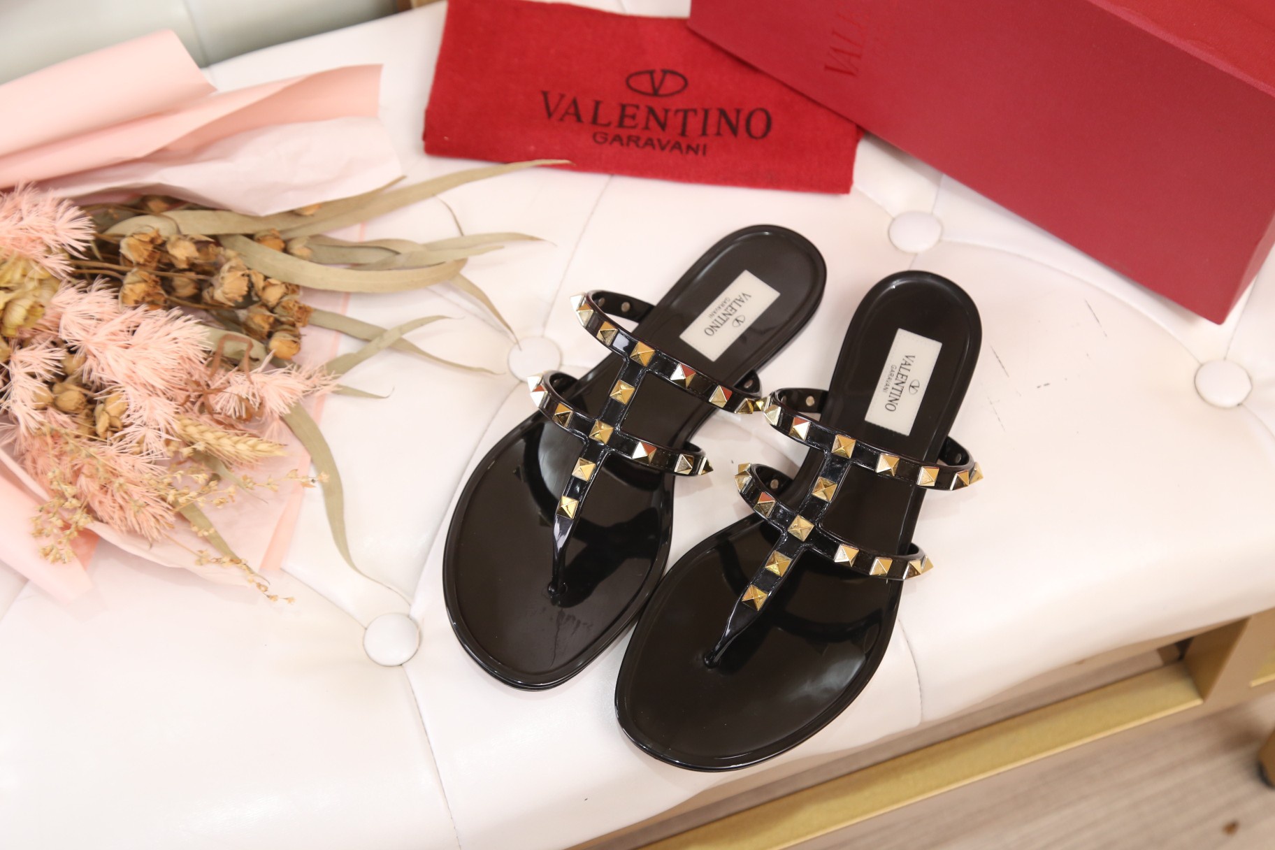 Valentino Jelly Garavani Rockstud Flat Sandals # 271501, cheap Valentino Sandals, only $65!