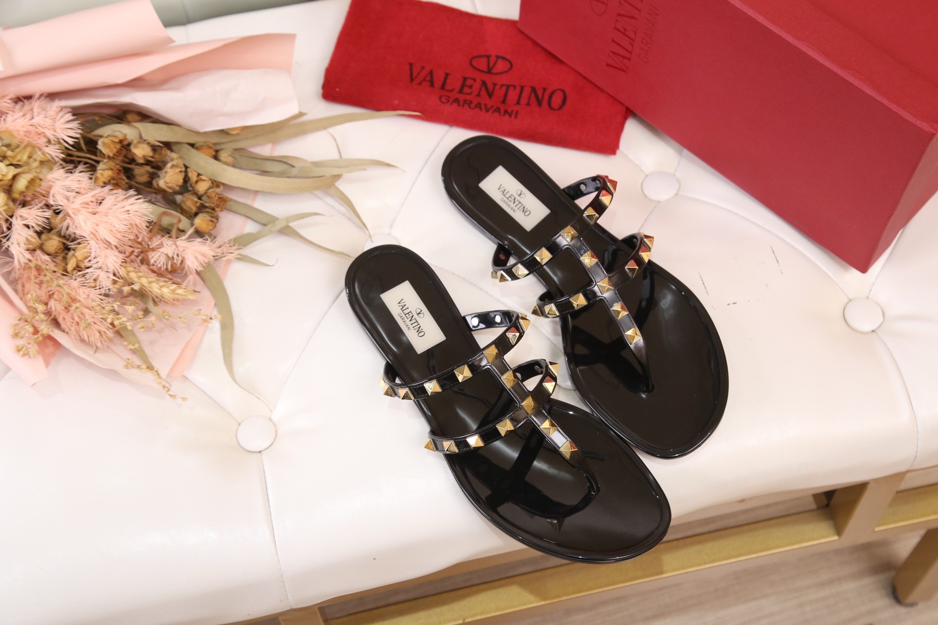 Valentino Jelly Garavani Rockstud Flat Sandals # 271501, cheap Valentino Sandals, only $65!