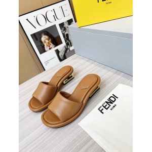 $69.00,Fendi Cutout Metal Block Heel Padded Leather SandalsFor Women # 271602