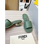 Fendi Cutout Metal Block-Heel Padded Leather SandalsFor Women # 271599, cheap Fendi Slippers