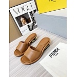 Fendi Cutout Metal Block Heel Padded Leather SandalsFor Women # 271602, cheap Fendi Slippers