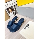 Fendi Cutout Metal Block Heel Padded Leather SandalsFor Women # 271603, cheap Fendi Slippers