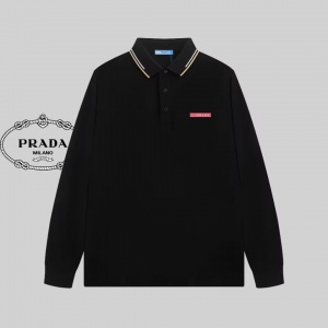 $45.00,Prada Long Sleeve Polo Shirts For Men # 272537