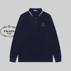 $45.00,Prada Long Sleeve Polo Shirts For Men # 272538
