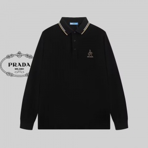 $45.00,Prada Long Sleeve Polo Shirts For Men # 272540