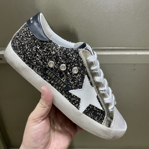 $95.00,Golden Goose Superstar Glitter Upper Leather Toe Sneaker Unisex # 274280
