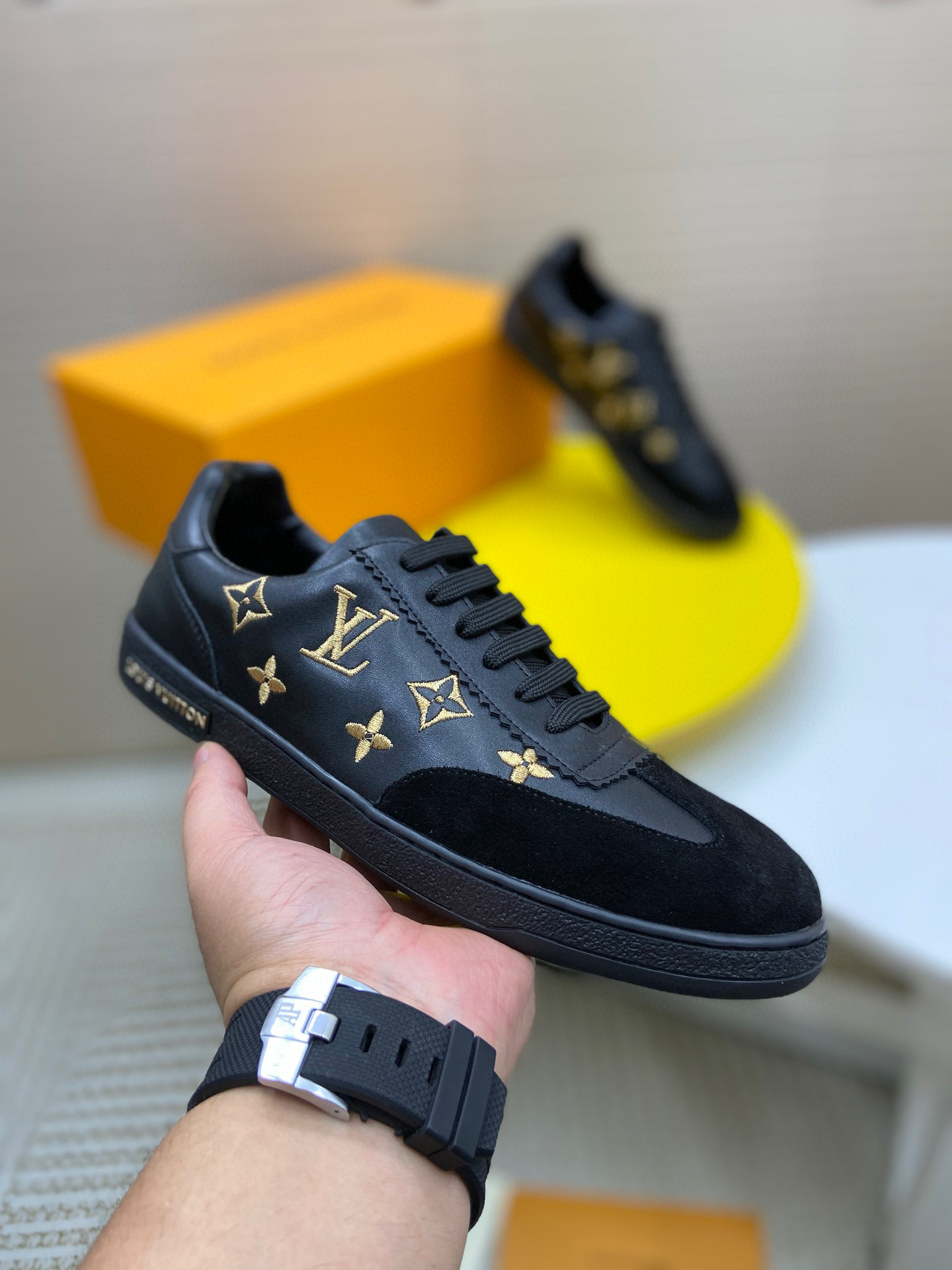 Louis Vuitton Monogram Embroidered Lace Up Sneaker For Men  # 274434, cheap LV Leisure Shoes For Men, only $85!