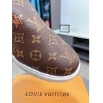 Louis Vuitton Cowhide Leather Lace Up Sneakers For Men # 274598, cheap For Men