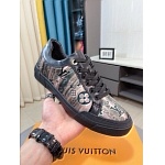 Louis Vuitton Cowhide Leather Lace Up Sneakers For Men # 274601, cheap For Men
